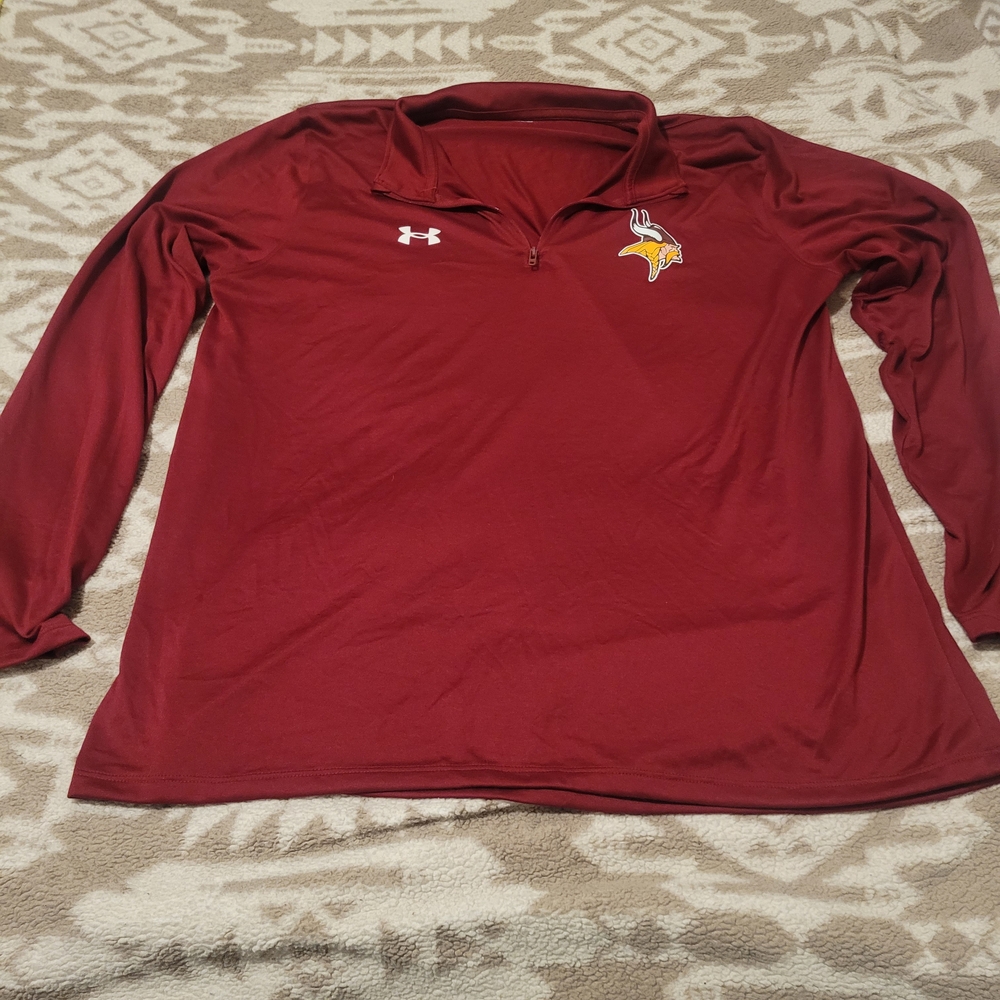 Under Armour Vikings Maroon Quarter-Zip Pullover . Size Large